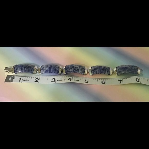 Vintage 925 Sterling‎ Silver Sodalite Bracelet - Picture 7 of 7
